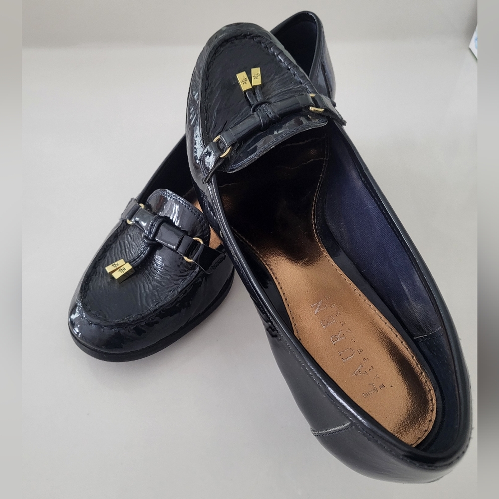 Ralph Lauren Blue Penny Loafers Wedges